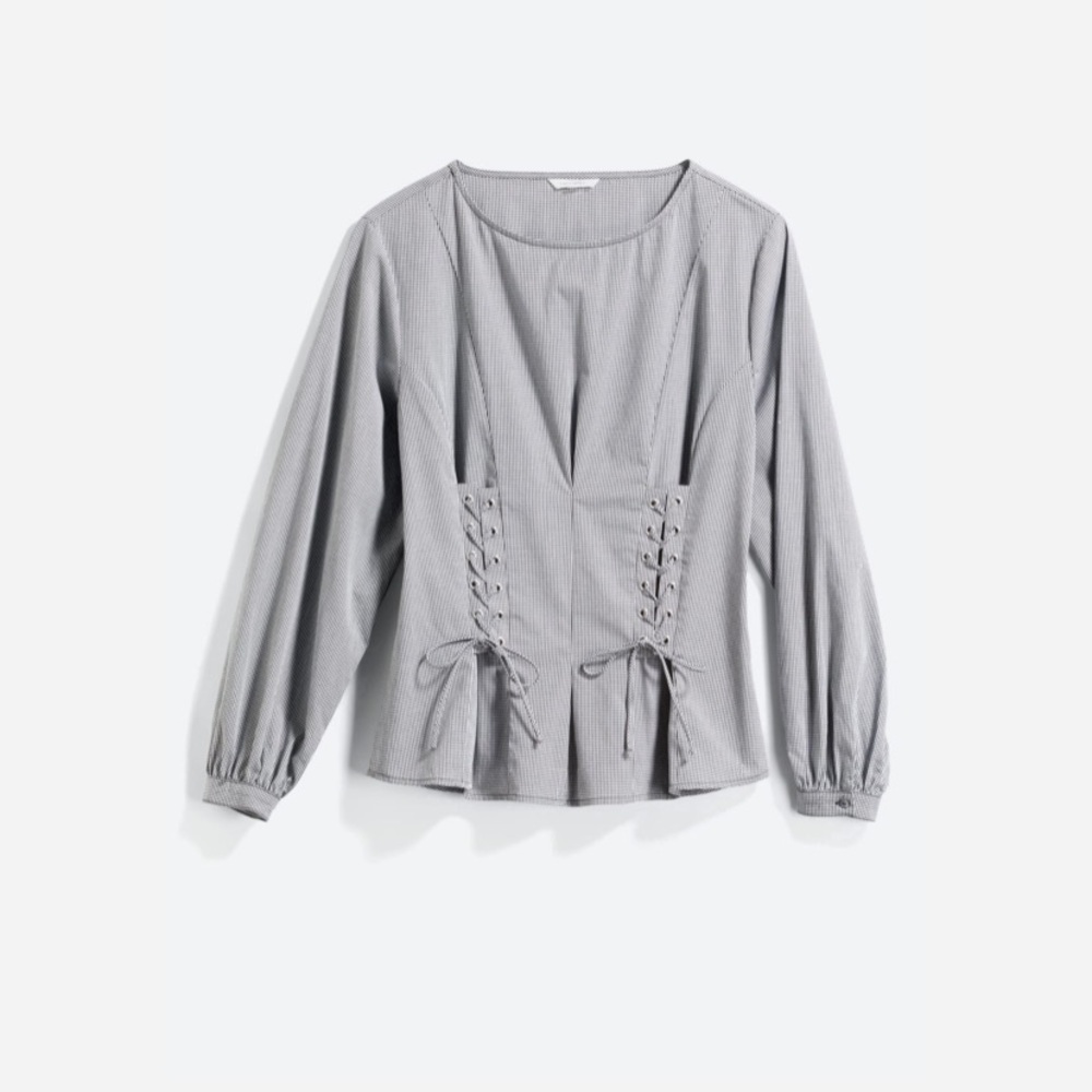 Sweet Gray Melan Corset Detail Top